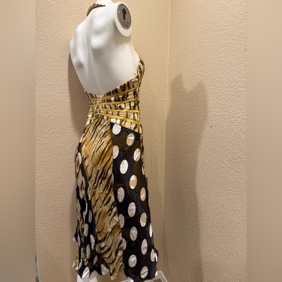 Vintage Nina Austin Beaded Silk Halter Dress Fairy Y2K  Party Cocktail Evening - Picture 2 of 10